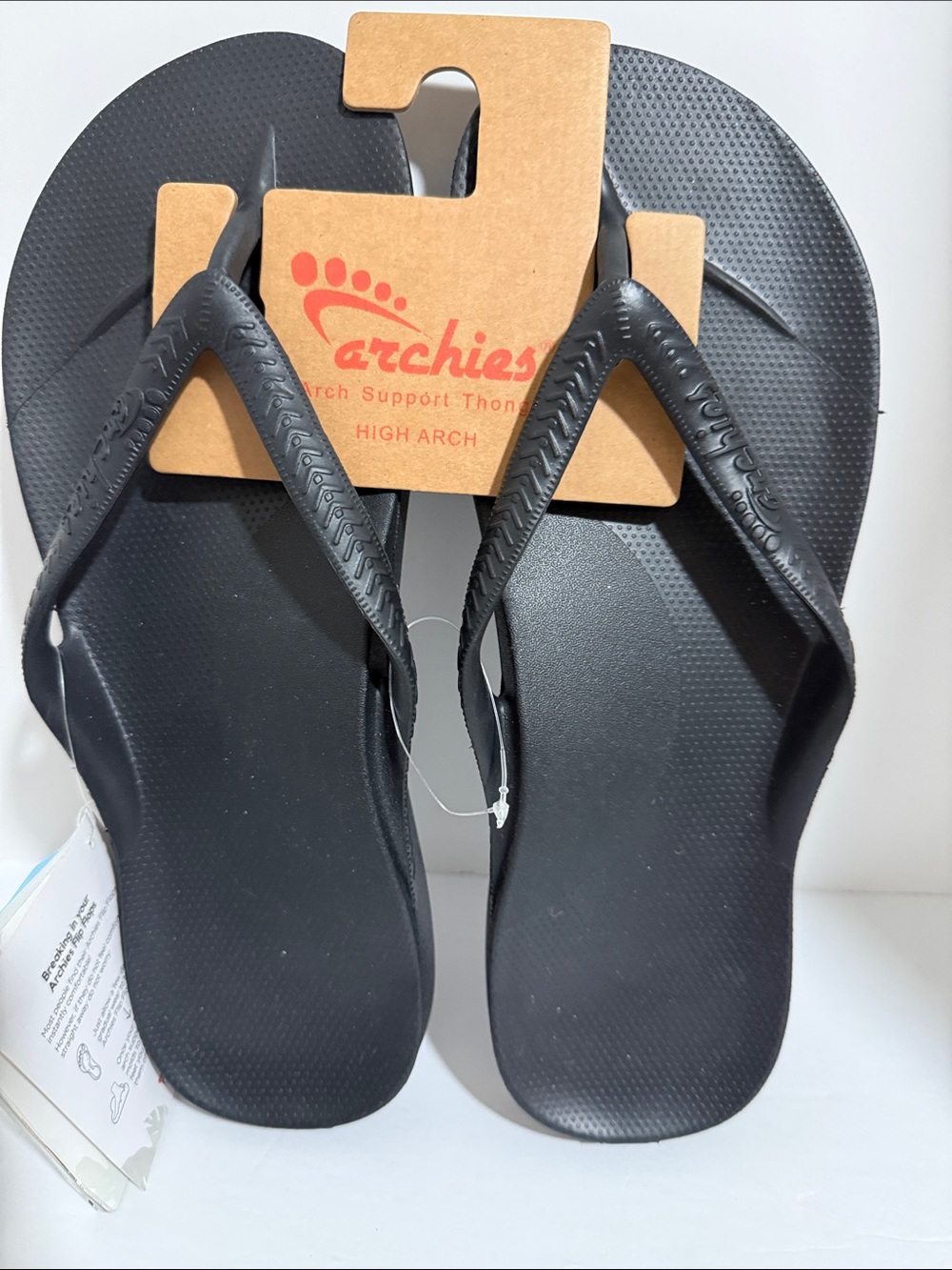 Archie’s Unisex Men’s High Arch Black Flip Flops